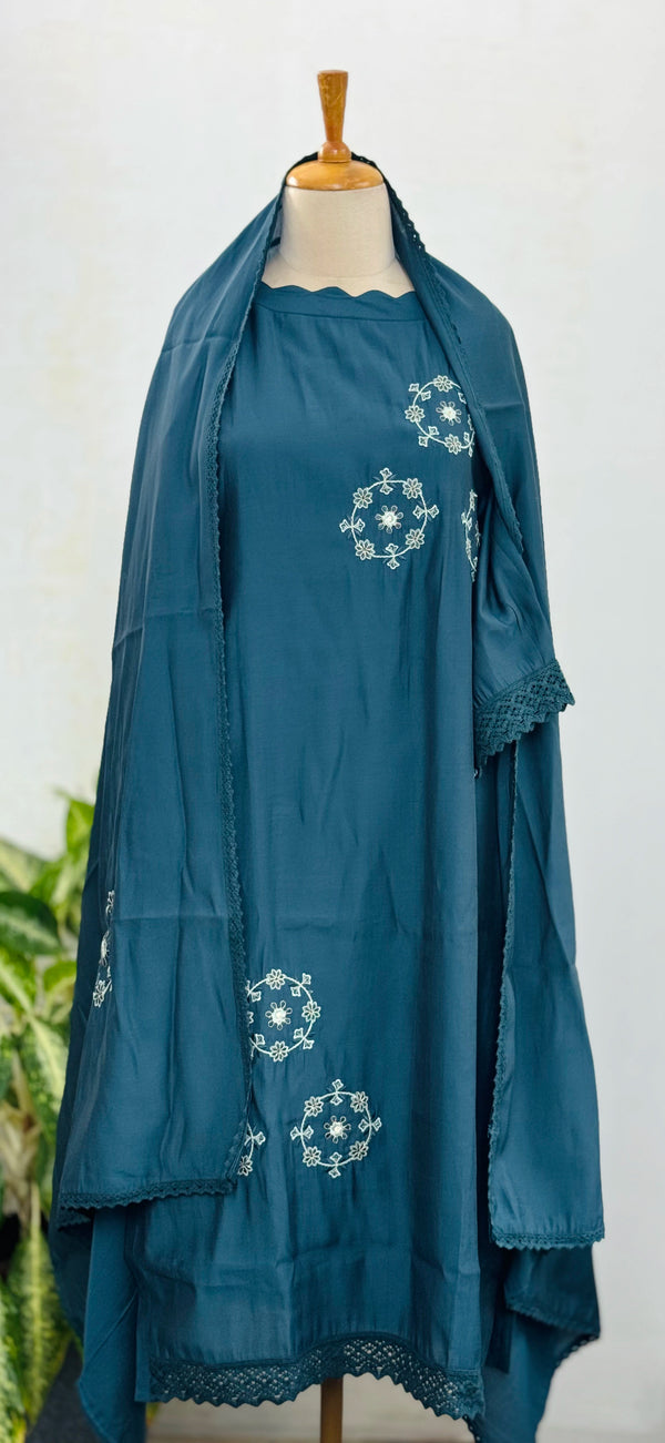 Ready to Wear Muslin Embroidered Kurti Set – Effortless Everyday Elegance