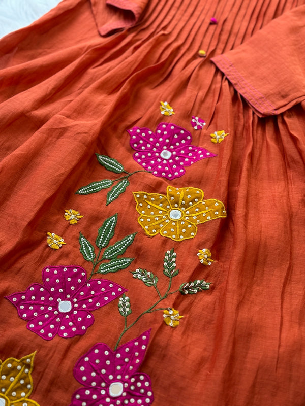 Premium Mul Chanderi Hand Work Anarkali Set – Timeless Festive Elegance