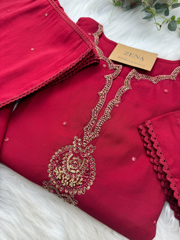 Mul Chanderi Hand Work Kurti Set – Elegant Ethnic Wear 🌸