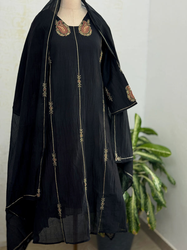 ✨ Premium Mul Chanderi Handwork Kurti Set – Top, Bottom & Dupatta ✨