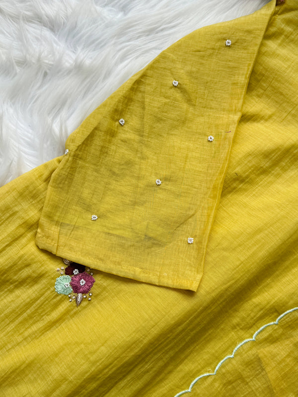 ✨ Premium Mul Chanderi Hand-Detailed Kurti Set ✨