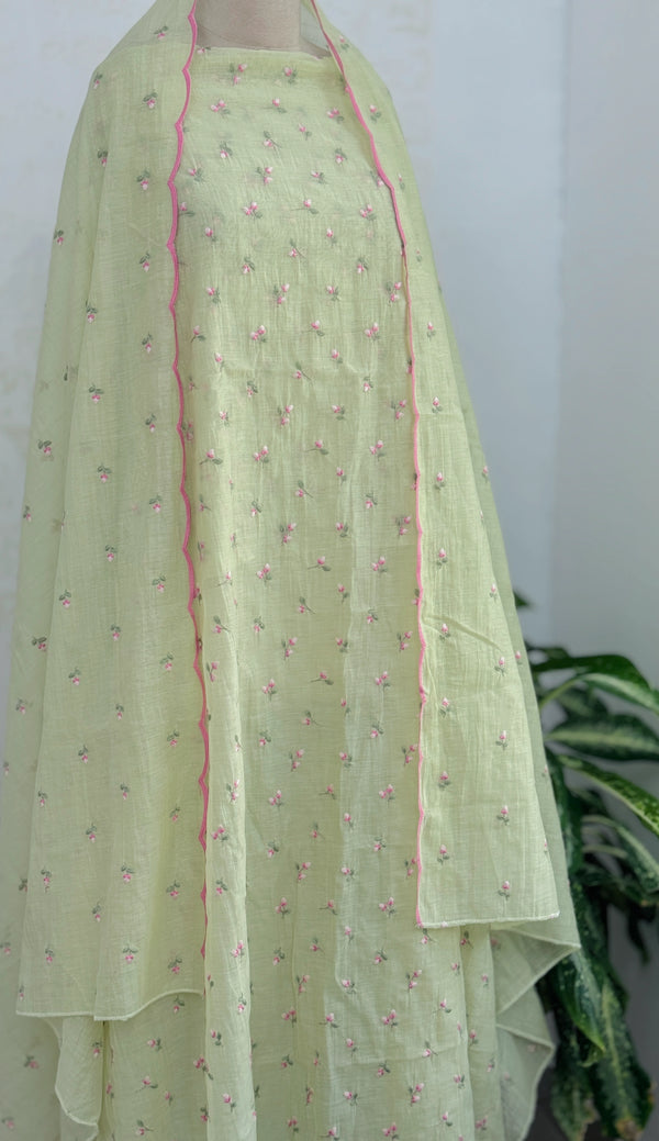 Premium Mul Chanderi Embroidered Unstitched Suit – Redefining Ethnic Elegance