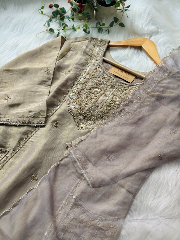 Premium Tissue Silk Handwork Kurti Set ✨