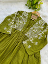 Pure Cotton Embroidered Anarkali Set – Elegant Ready-to-Wear Outfit