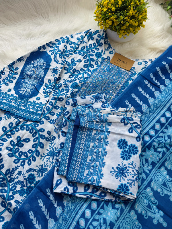 ๐ Pure Cotton Pakistani Kurti Set with Embroidery ๐