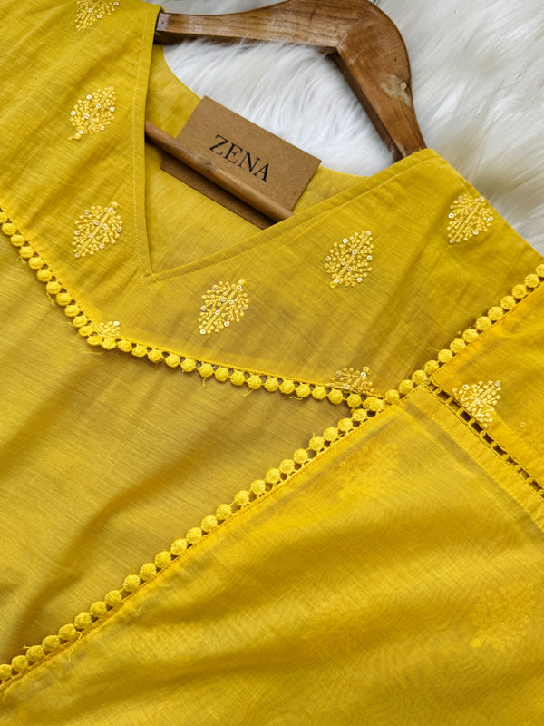 ✨ Mul Chanderi Embroidered Anarkali Set ✨