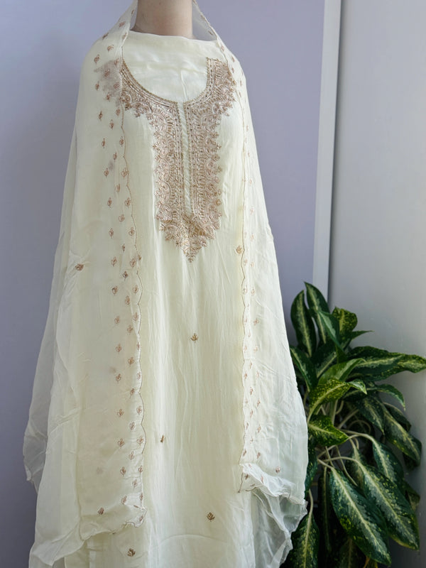 Premium Pure Organza Handwork Unstitched Suit – Luxury Partywear