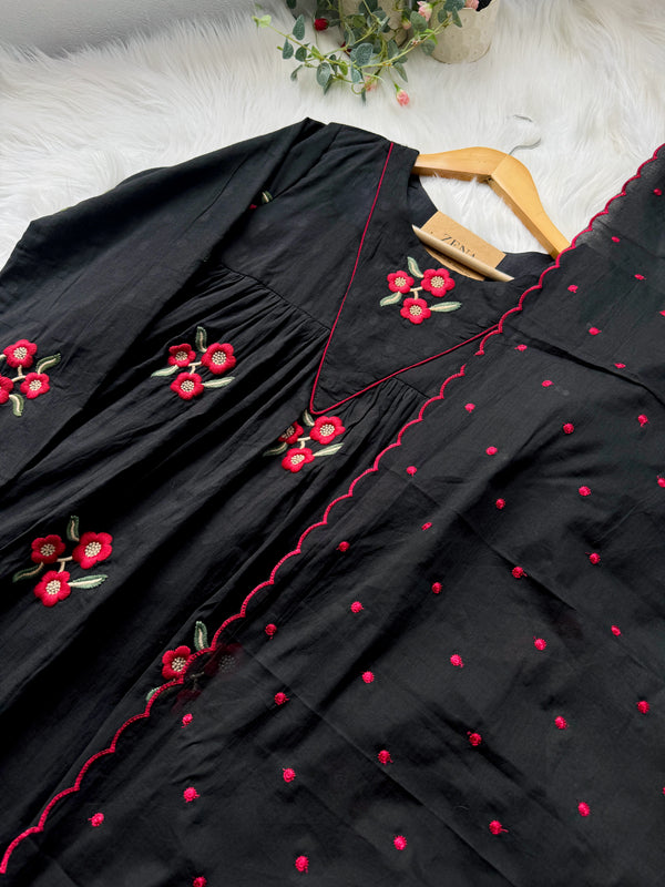 Pure Cotton Embroidered Anarkali Suit – Comfort Wrapped in Elegance 🌸