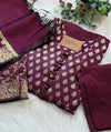 Semi Silk Banarasi Work Kurti Set – Elegant Festive Wear