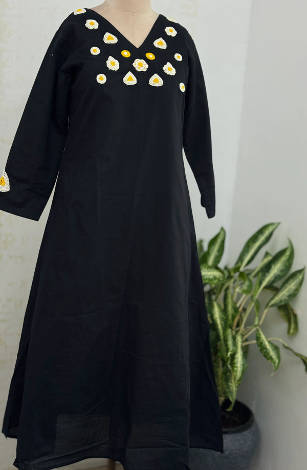 Pure Cotton Embroidered Anarkali Suit – Top, Bottom & Dupatta 🌸