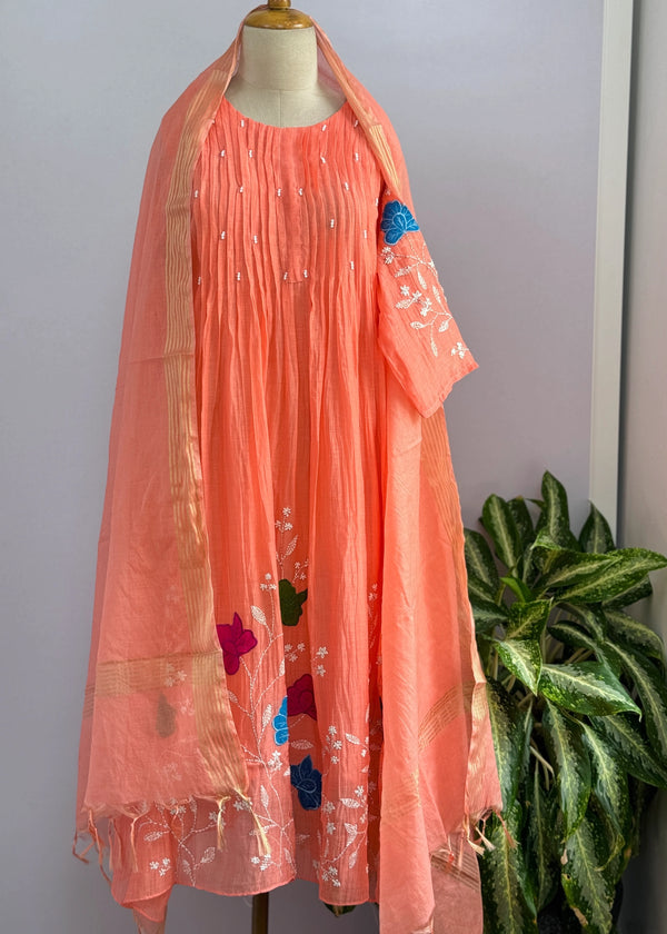 Premium Mul Chanderi Embroidered Anarkali Suit – Timeless Elegance for Your Festive Wardrobe