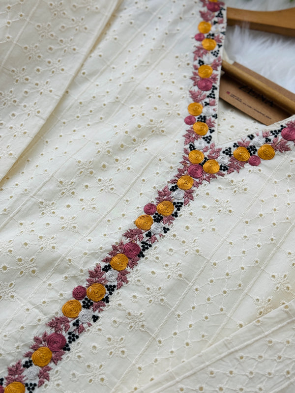 Cotton Hacoba Embroidered Kurti Set – Stylish & Comfortable