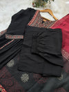 Ajrakh Printed Embroidered Anarkali Set – Modal Muslin Silk with Plazo Pants