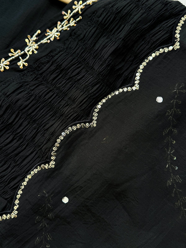 Mul Chanderi Hand Detailed Anarkali Set – Elegant Festive Wear