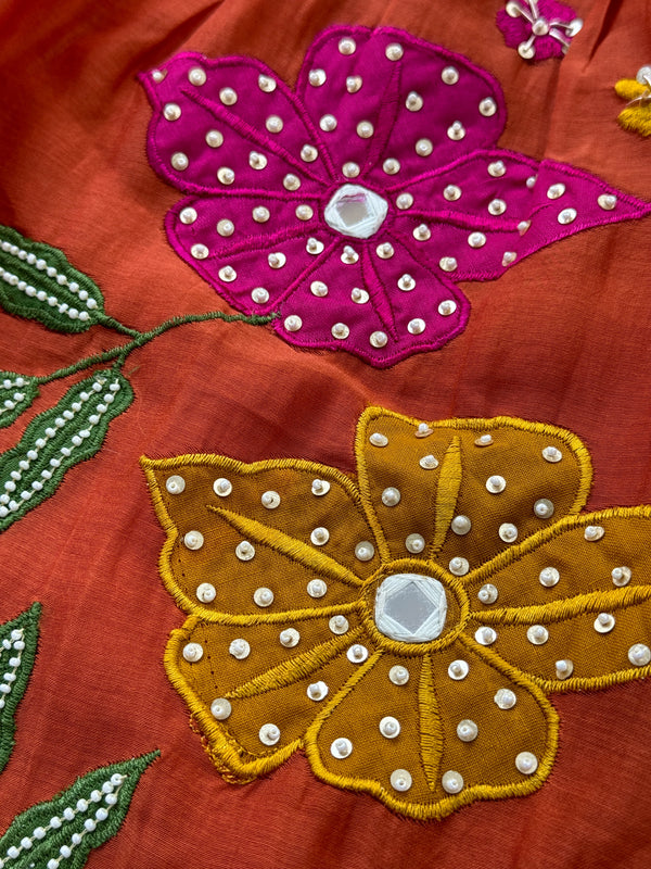 Premium Mul Chanderi Hand Work Anarkali Set – Timeless Festive Elegance