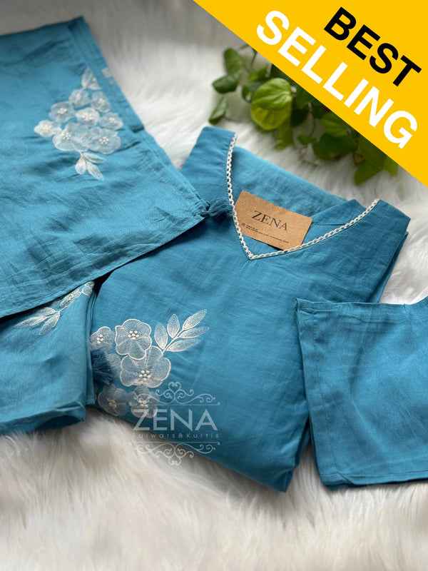 Mul Chanderi Embroidered Anarkali Kurti Set – Timeless Elegance, Effortless Style