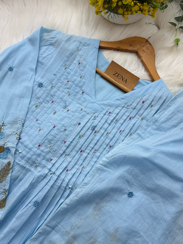 ✨ Mul Cotton Hand-Detailed Anarkali Set ✨