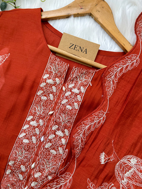 Mul Chanderi Embroidered Kurti Set – Elegant Ethnic Look