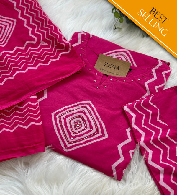 Pure Cotton Hand Detailed Kurti Set – Elegant & Comfortable Daily Ethnic Wear