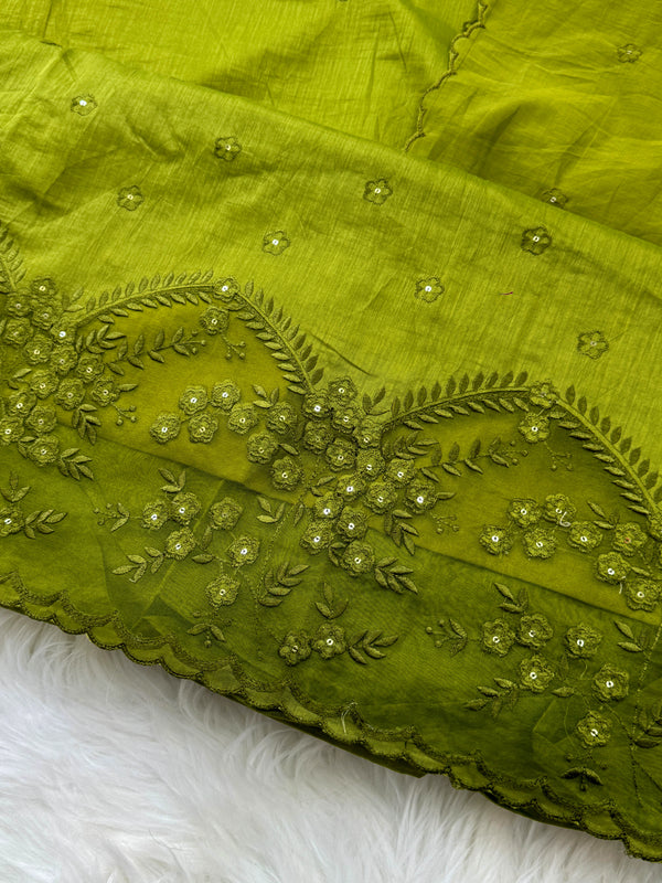 Premium Mul Chanderi Embroidered Unstitched Suit – Redefining Ethnic Elegance