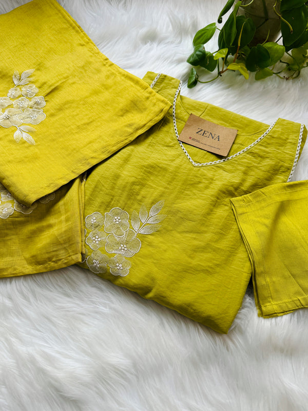 Mul Chanderi Embroidered Anarkali Kurti Set – Timeless Elegance, Effortless Style