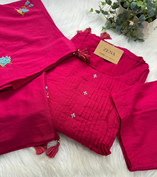 Pure Mul Cotton Embroidered Anarkali Set