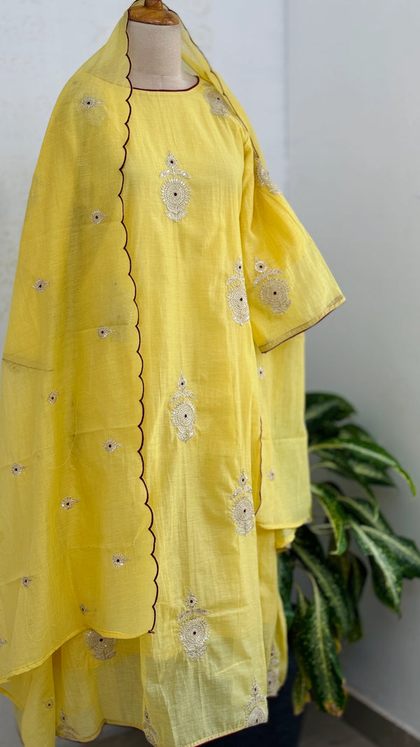 ✨ Premium Mul Chanderi Hand-Detailed Kurti Set ✨