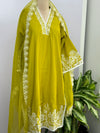 Mul Cotton Embroidered A-Line Kurti Set
