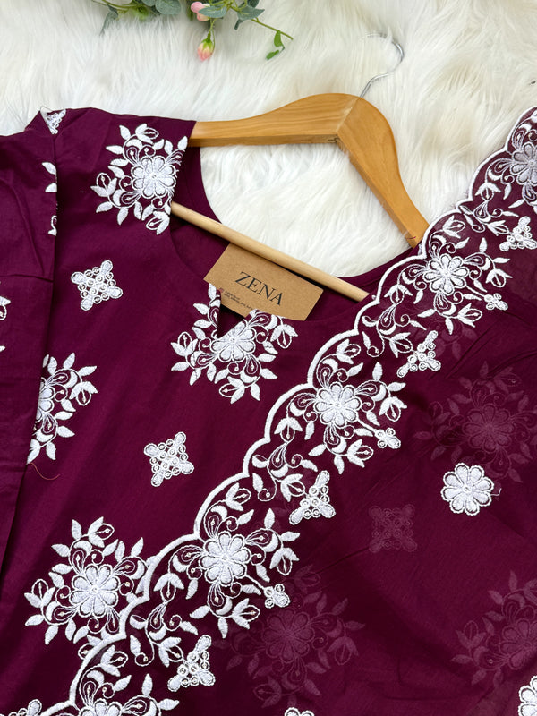 Pure Cotton Embroidered Kurti Set – Comfort Meets Classic Style