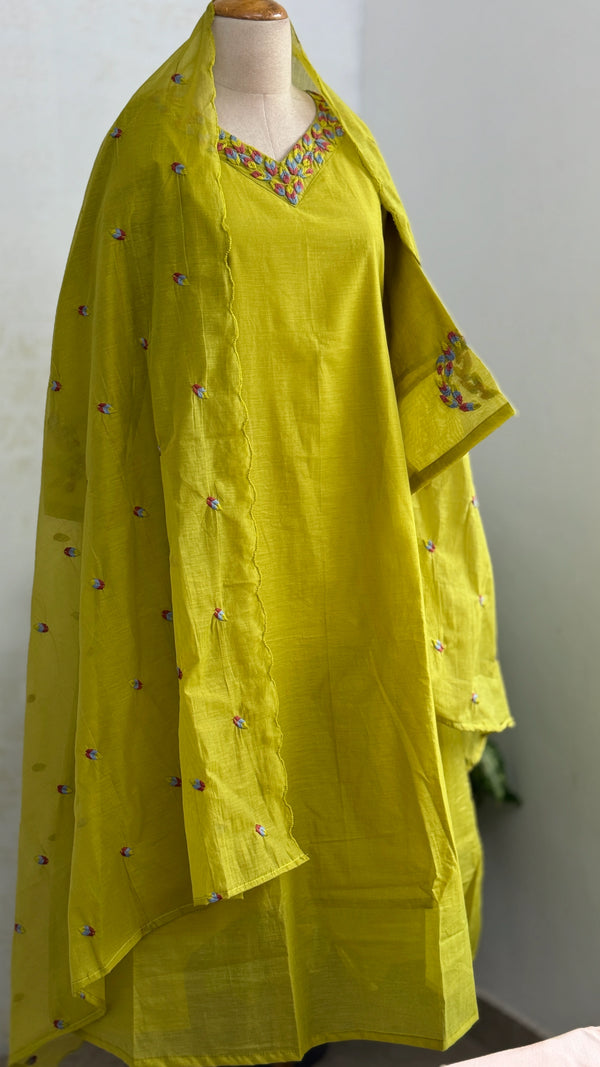 ✨ Premium Mul Chanderi Hand-Detailed Kurti Set ✨