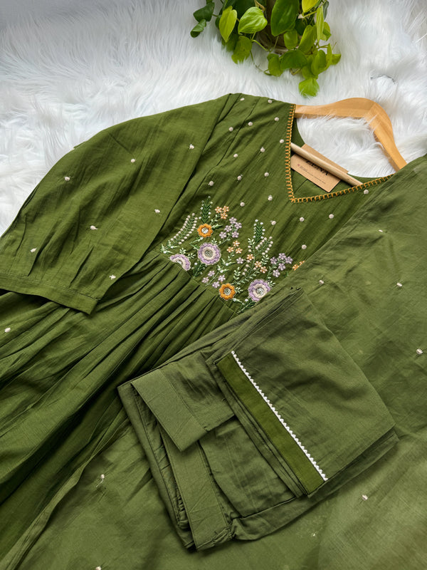 Mul Chanderi Embroidered Anarkali Suit – Elegant Ready-to-Wear Ethnic Set