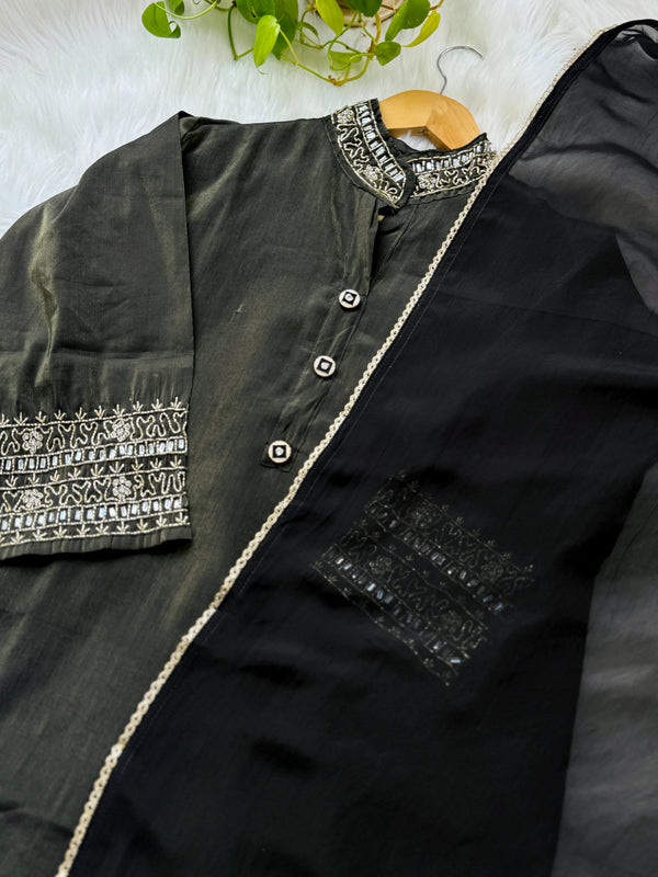 Tissue Silk Handwork Party Wear Suit – Celebrate in Sheer Elegance