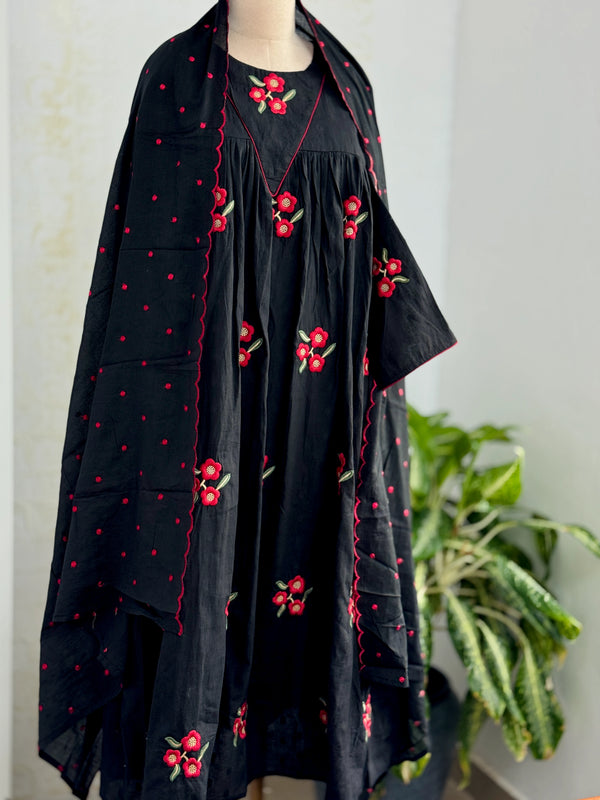 Pure Cotton Embroidered Anarkali Suit – Comfort Wrapped in Elegance 🌸