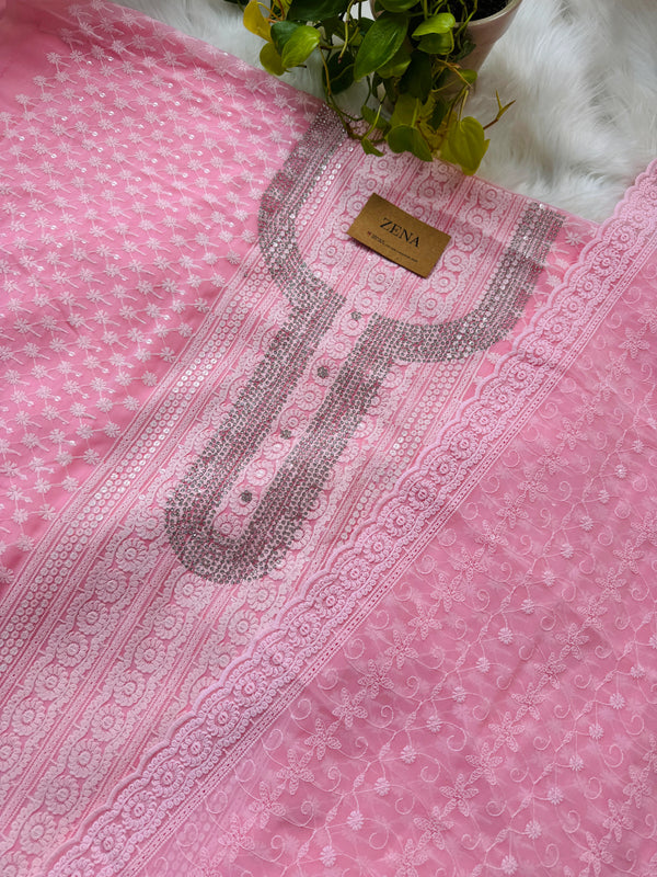 Georgette Unstitched Chikankari Suit – Classic Elegance, Your Style