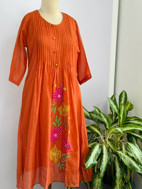 Premium Mul Chanderi Hand Work Anarkali Set – Timeless Festive Elegance