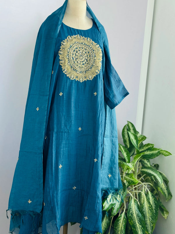 Premium Mul Chanderi Handwork Suit – Luxury Ready-to-Wear Ethnic Set