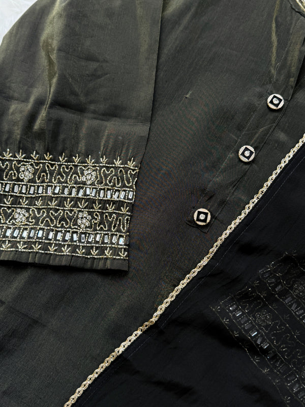 Tissue Silk Handwork Party Wear Suit – Celebrate in Sheer Elegance