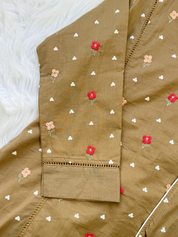 Pure Mul Cotton Embroidered Anarkali Set – Graceful Charm in Every Swirl