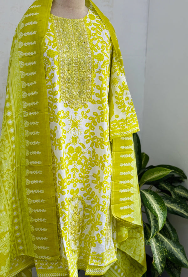๐ Pure Cotton Pakistani Kurti Set with Embroidery ๐