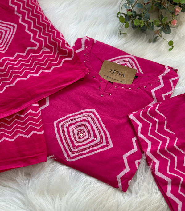 Pure Cotton Hand Detailed Kurti Set – Elegant & Comfortable Daily Ethnic Wear