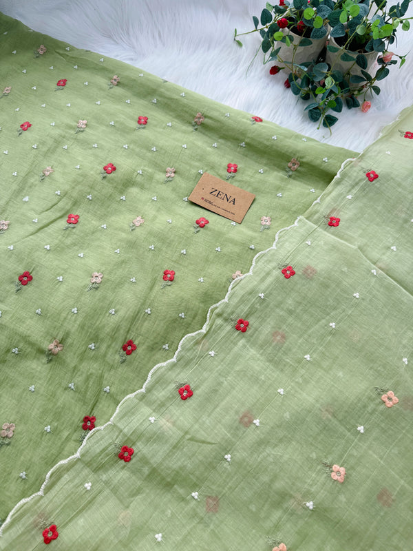 Premium Mul Chanderi Embroidered Unstitched Suit – Redefining Ethnic Elegance