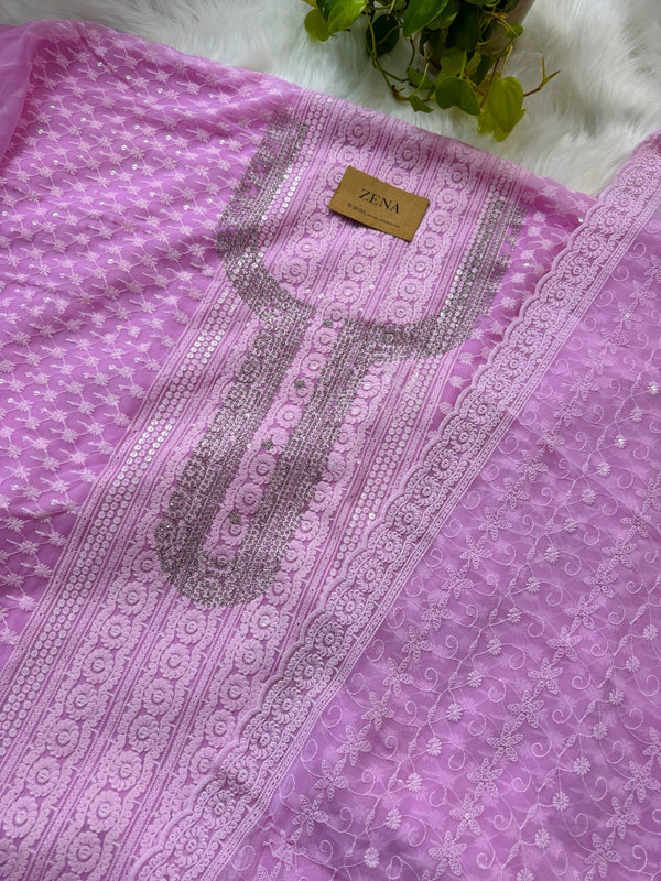 Georgette Unstitched Chikankari Suit – Classic Elegance, Your Style