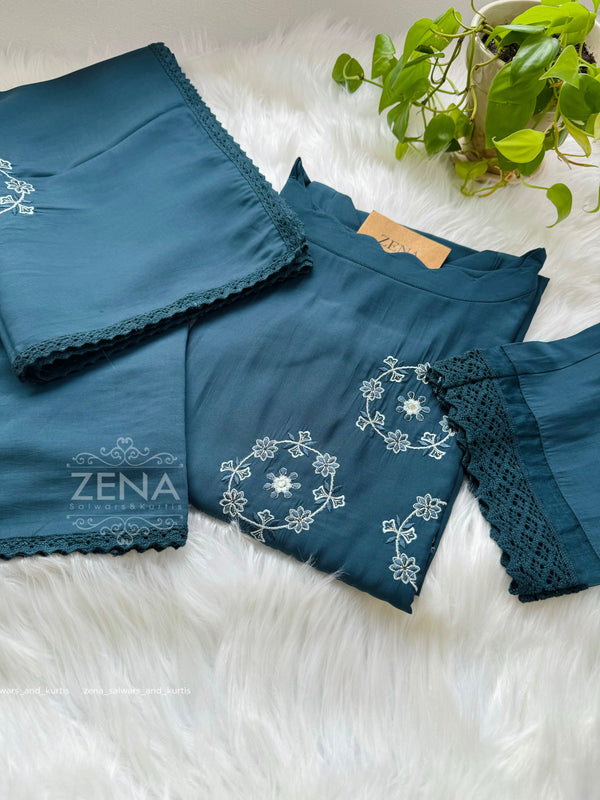 Ready to Wear Muslin Embroidered Kurti Set – Effortless Everyday Elegance