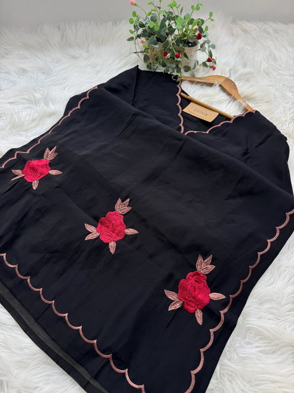 ✨ Glass Chanderi Embroidered Kurti Set ✨