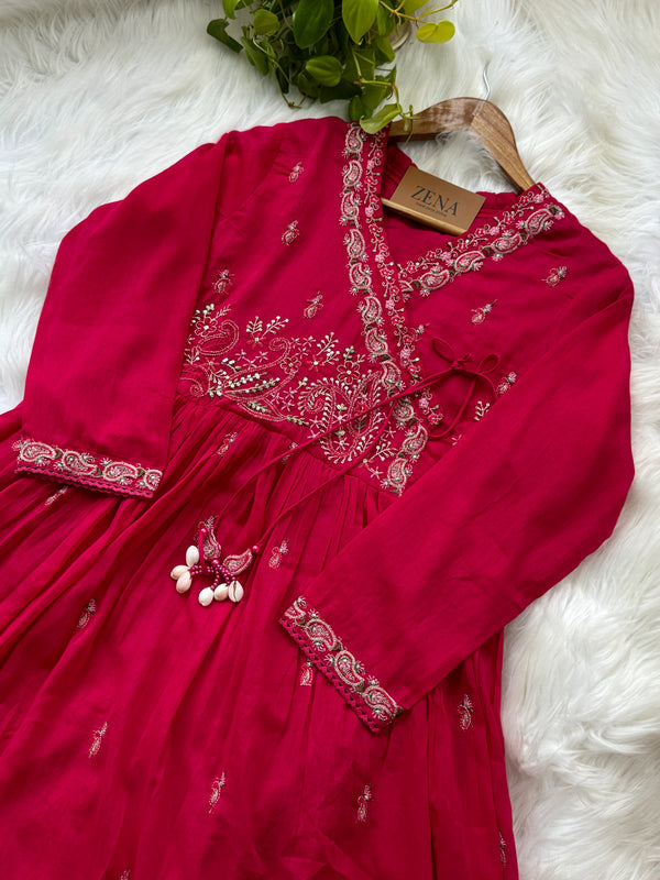 Pure Cotton Embroidered Anarkali Set – Elegant Ethnic Wear 🌸