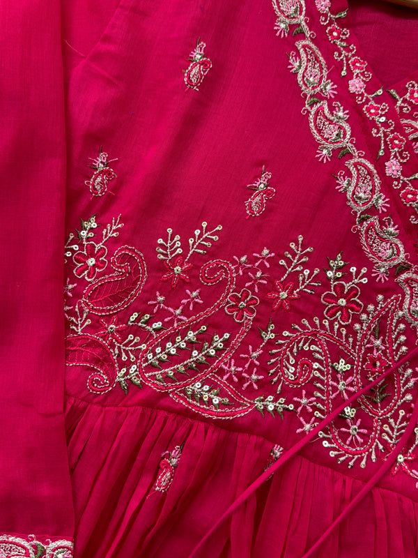 Pure Cotton Embroidered Anarkali Set – Elegant Ethnic Wear 🌸