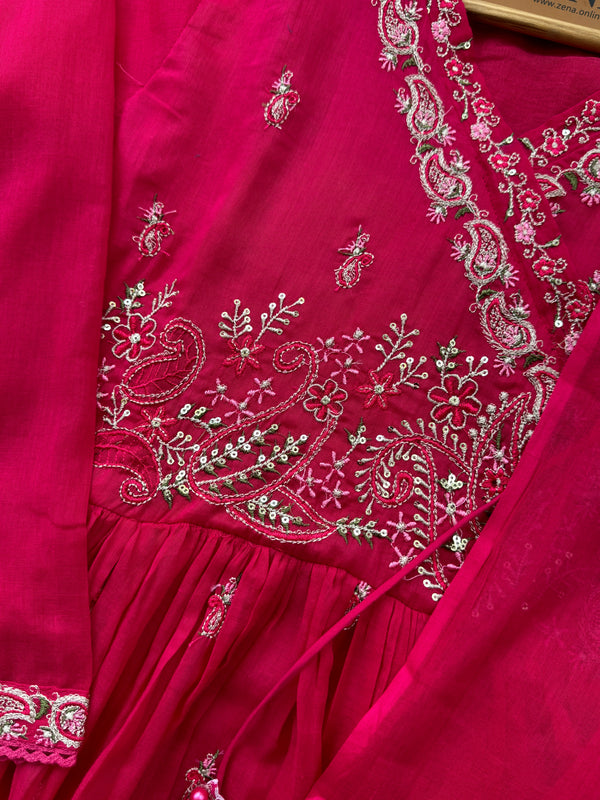 Pure Cotton Embroidered Anarkali Set – Elegant Ethnic Wear 🌸