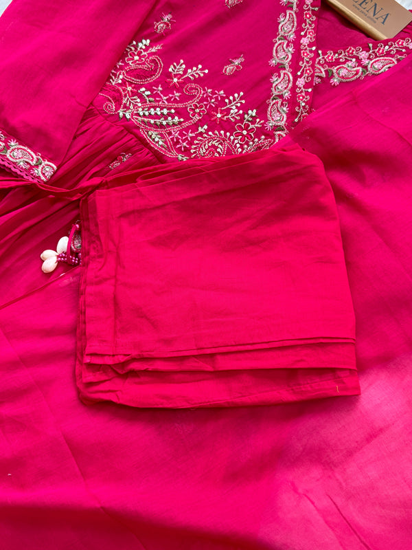 Pure Cotton Embroidered Anarkali Set – Elegant Ethnic Wear 🌸