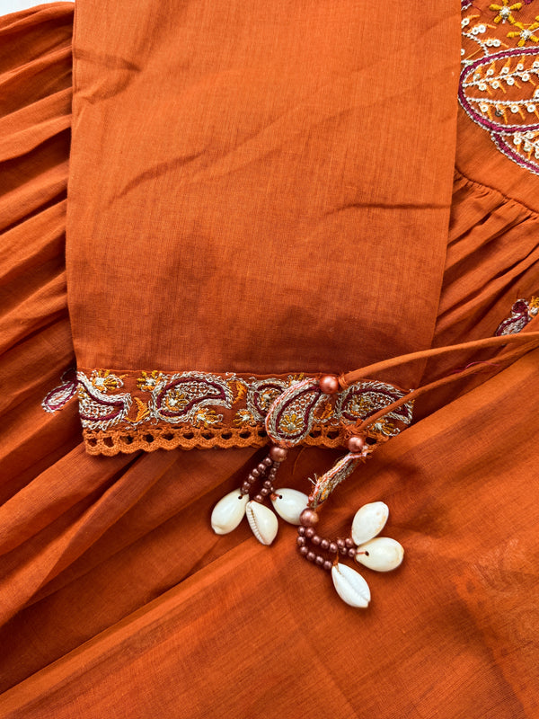 Pure Cotton Embroidered Anarkali Set – Elegant Ethnic Wear 🌸