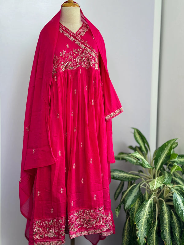 Pure Cotton Embroidered Anarkali Set – Elegant Ethnic Wear 🌸